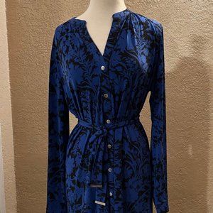 Michael Kors Blue and Black Print Dress XL